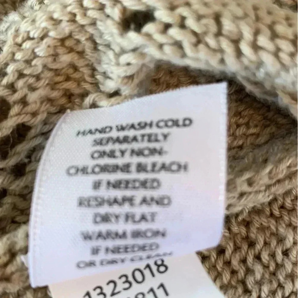 J Jill Pointelle Open Cardigan Sweater Linen Blend Size Medium Beige *READ - Picture 7 of 8